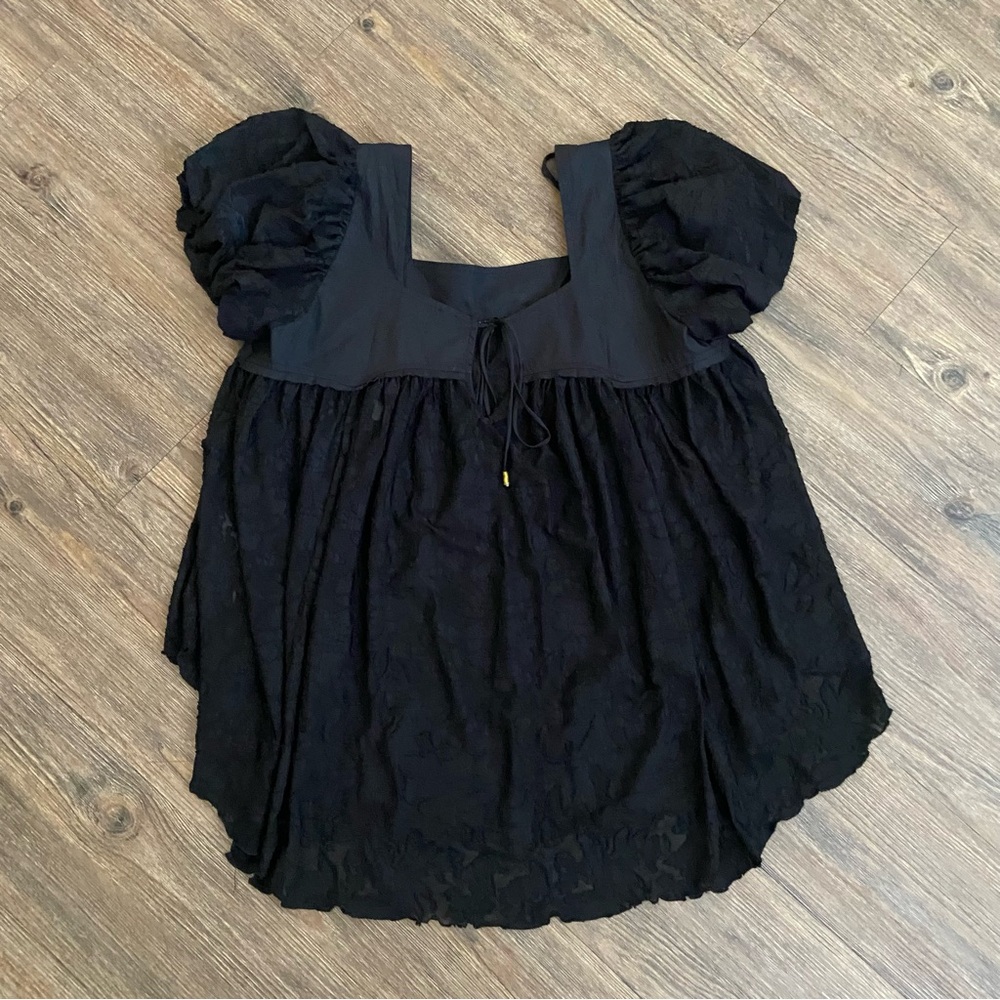 FREE PEOPLE Sunrise To Sunset Lace Babydoll Top Short Sleeve NWT - Picture 8 of 8